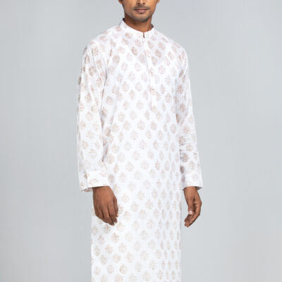 Ivory Printed Addi Cotton Panjabi