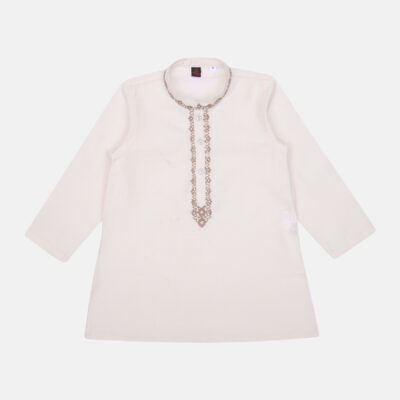 Ivory Embroidered Vortex Cotton Panjabi