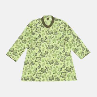 Green Printed Cotton Panjabi