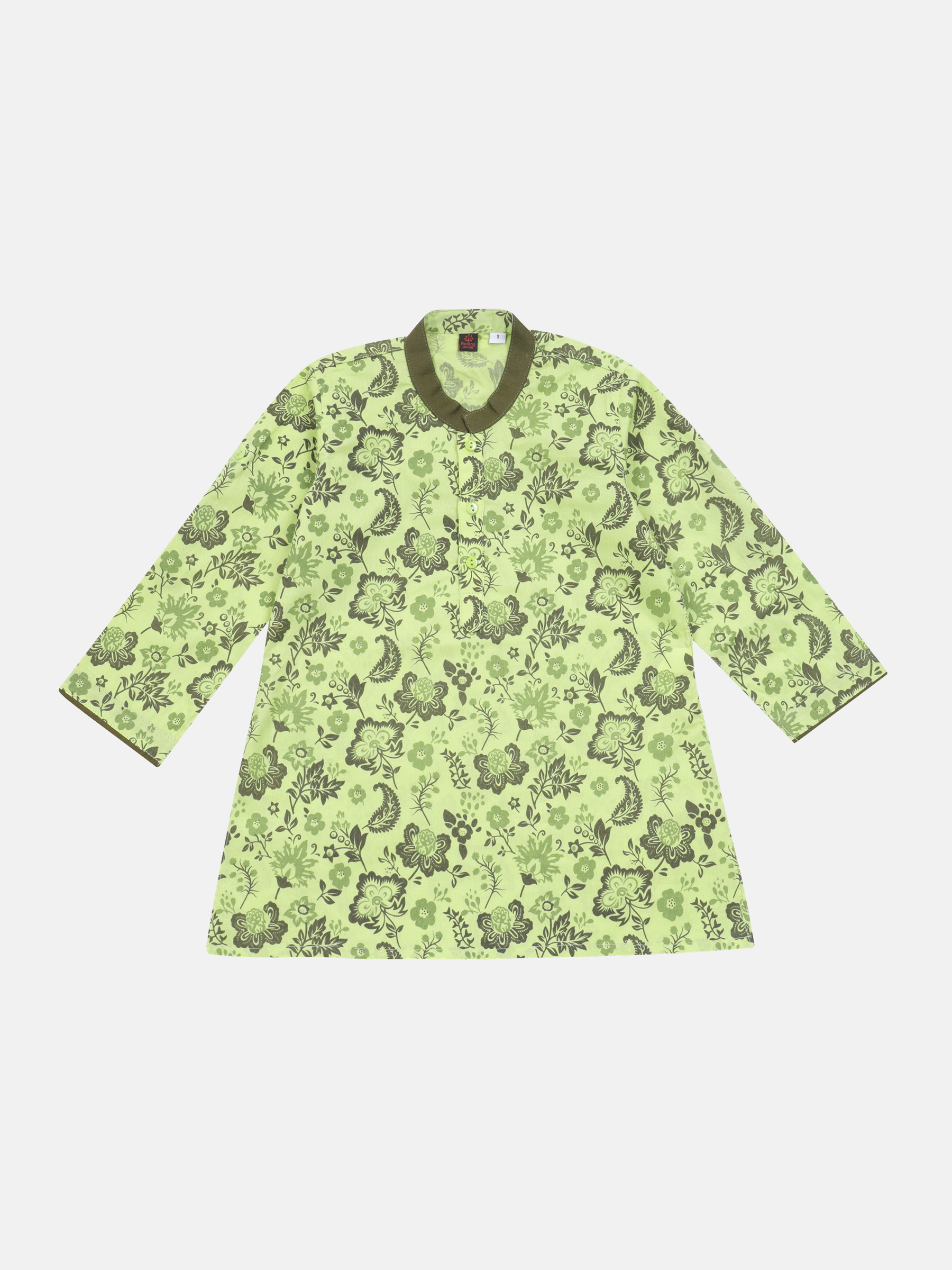 Green Printed Cotton Panjabi