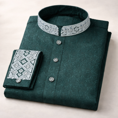 SULTAN - Dark Green White Embroidery