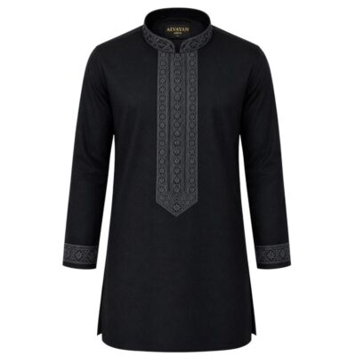 AMIR - Black Double Plate Cuff Punjabi