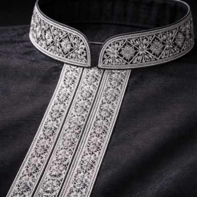 AMIR - Black Double Plate Cuff Punjabi