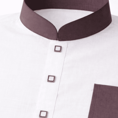 Noor – Chocolate Contrast White Panjabi