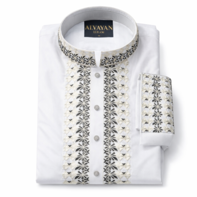 ILHAM - White Punjabi Cream Embroidery
