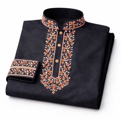 ILHAM - Royal Black Embroidered
