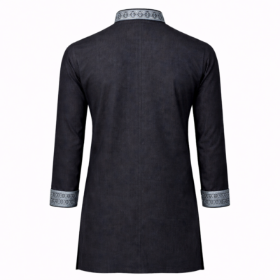 AMIR - Black Double Plate Cuff Punjabi