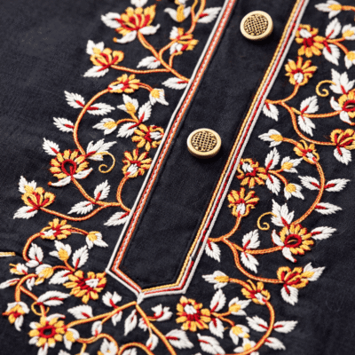 ILHAM - Royal Black Embroidered
