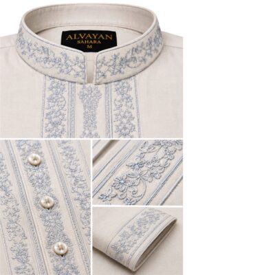 SAHARA - Biscuit Punjabi Silver & Grey Embroidery