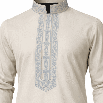 SAHARA - Biscuit Punjabi Silver & Grey Embroidery